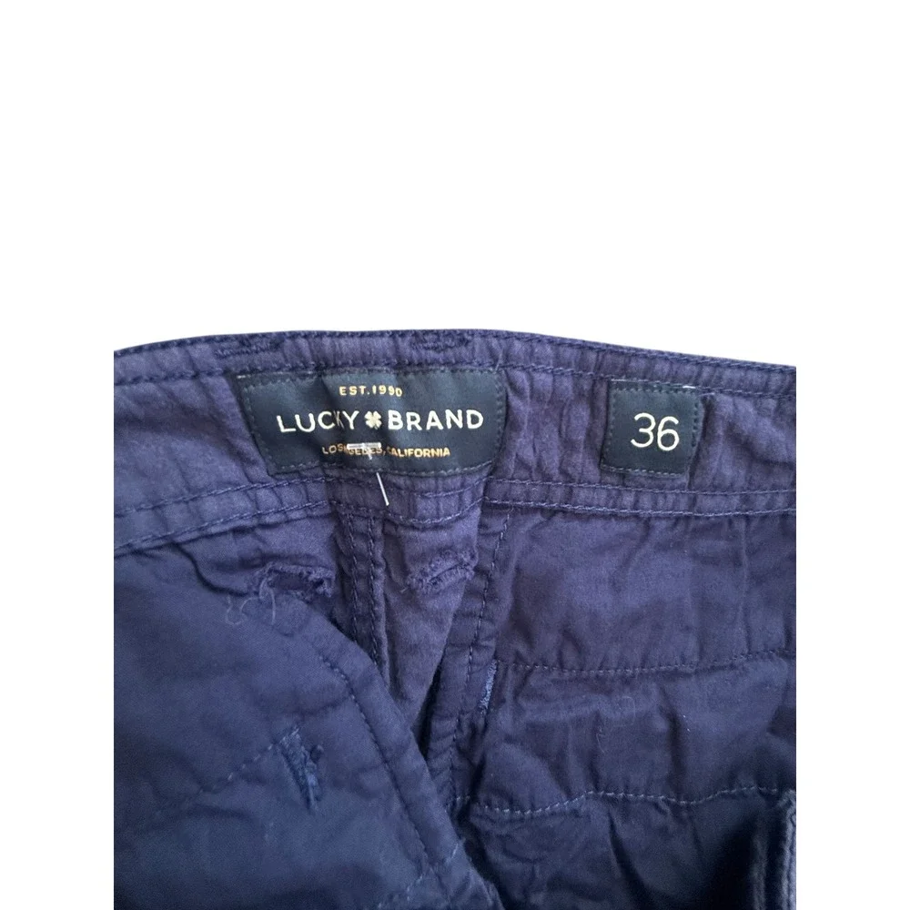 Lucky Brand Mens Shorts Size 36 Blue Cotton Flat Front Chino Casual Walk Golf